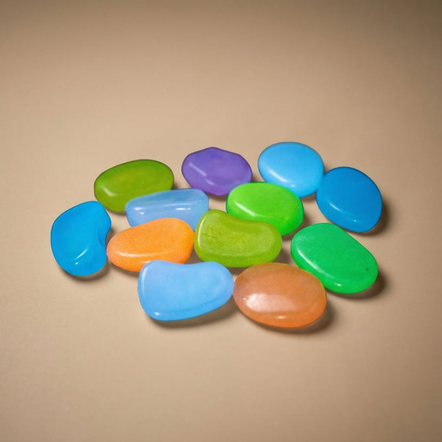 Glow Stones Medium - 120 stuks - Glow in the dark - Terrarium decoratie - Aquarium decoratie - Multicolor - 3-5 cm