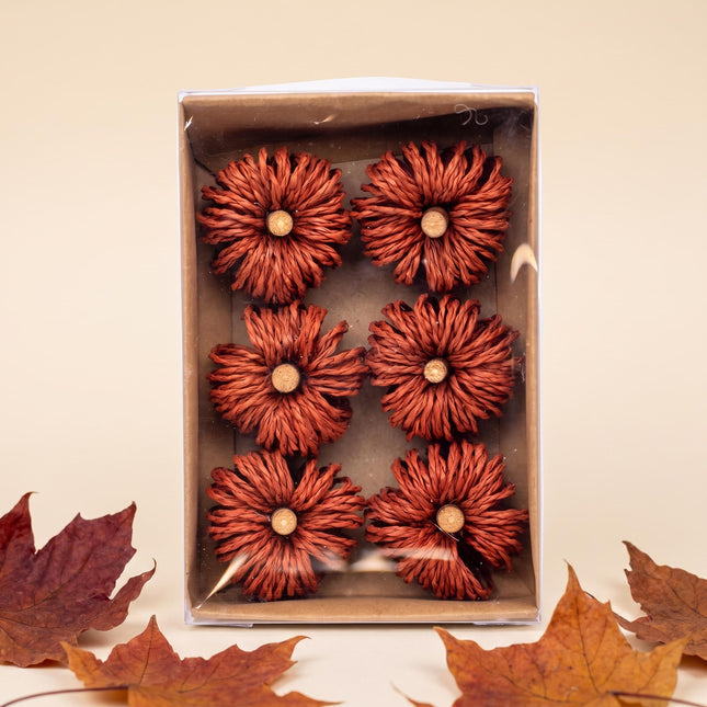 Deco pompoenen - Bruin - Ø 4 cm - 6 stuks - Natuurlijk materiaal