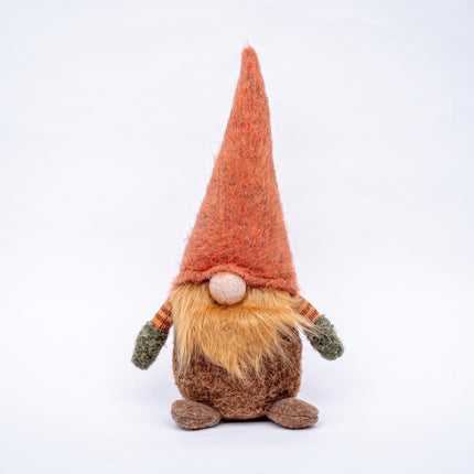 Gnom - 32 cm - Wolle, Baumwolle - Orange Mütze - Herbst, Halloween