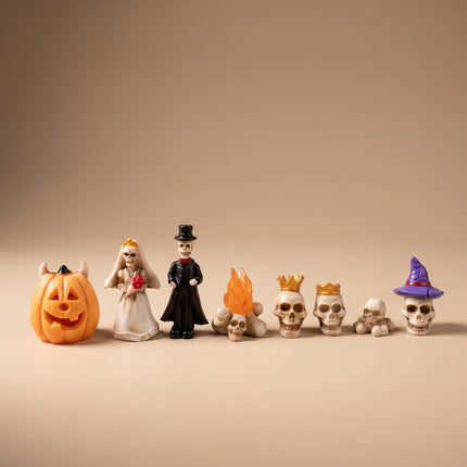 Skeleton Wedding - 8 pcs - Halloween Miniature figurines - ↑ 2-4 cm