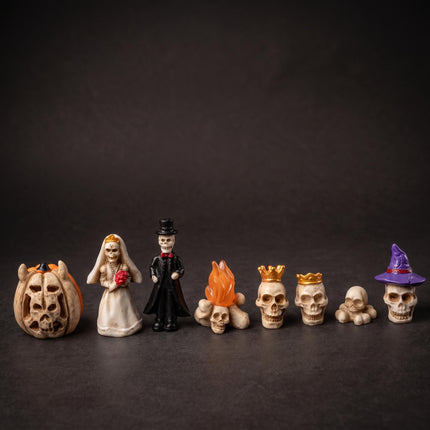 Skeleton Wedding - 8 pcs - Halloween Miniature figurines - ↑ 2-4 cm