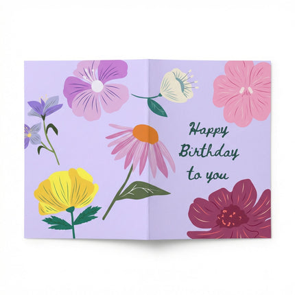 Wenskaart "Happy Birthday" - A6 Gevouwen - Voeg persoonlijke boodschap toe