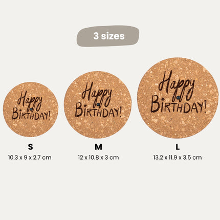 Engraved LED cork lid - 'HAPPY BIRTHDAY' - Custom text - Available in 3 sizes