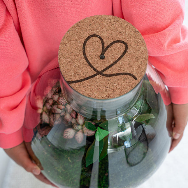 Engraved LED cork lid - 'LOVE' - Heart icon - Available in 3 sizes