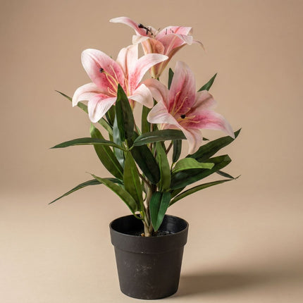 Lilie im Topf - Rosa - Kunstpflanze - ↑ 33 cm