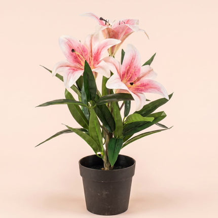 Lilie im Topf - Rosa - Kunstpflanze - ↑ 33 cm