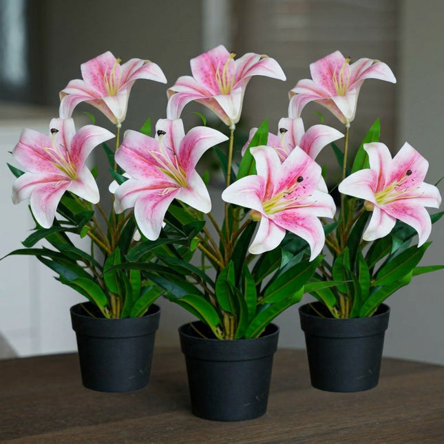 Lelie roze 3 stuks - Bundelproduct - Kunstplanten