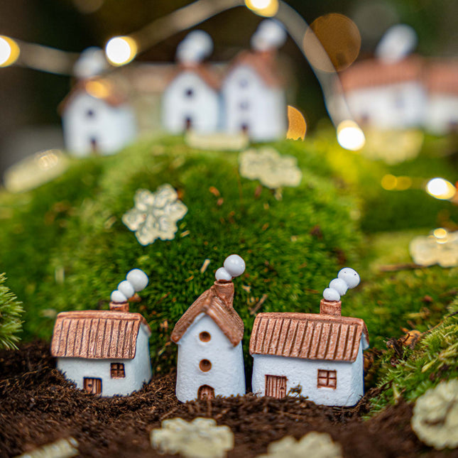 Winterville - Decoratief miniatuurdorp - 8 stuks - ↑ 1-3 cm