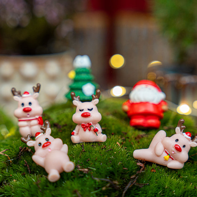 Reindeer Rush - Decoratieve miniatuur kerstfiguren - 10 stuks - ↑ 1-3 cm