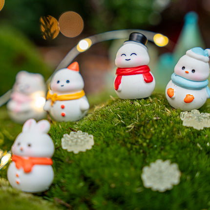 Frosty Friends - Dekorative Miniaturfiguren - Weihnachts-Schneemänner - 10 Stück - ↑ 1-3 cm