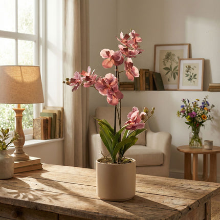 Orchidee Vanda kunstplant 60 cm - Oudroze - In pot