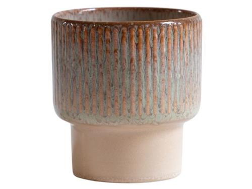 Desert ribbed planter - Pink earthenware - Large plant pot - Ø 24.5 cm ↑ 28.5 cm