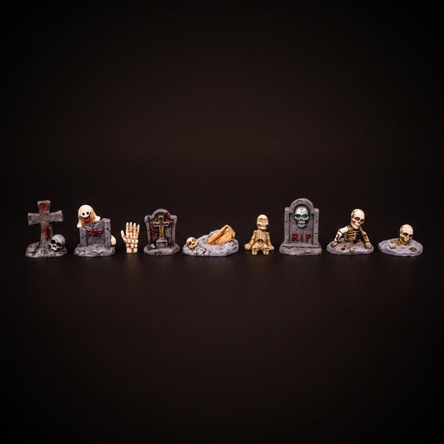 The Haunted Cemetery - 9 stuks - Miniatuurfiguurtjes - ↑ 1-3,5 cm