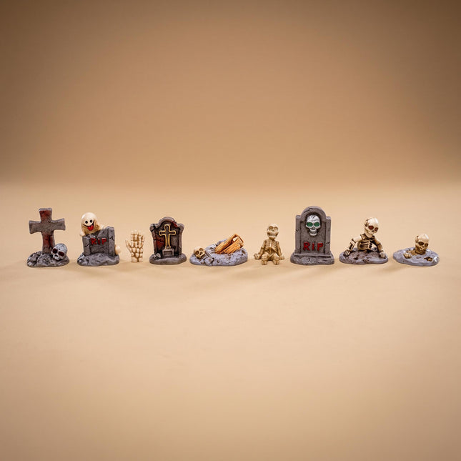 The Haunted Cemetery - 9 stuks - Miniatuurfiguurtjes - ↑ 1-3,5 cm