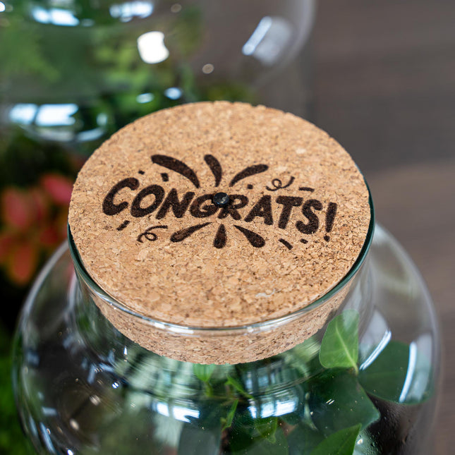 Engraved LED cork lid - 'CONGRATS' - Custom text - Available in 3 sizes