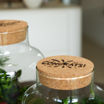 Engraved LED cork lid - 'CONGRATS' - Custom text - Available in 3 sizes