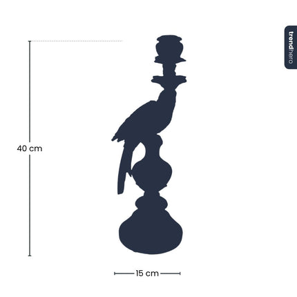 Kaarsenhouder - Blauwe Papegaai - Delfts Blauw ↑ 40 cm