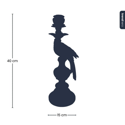 Kaarsenhouder - Blauwe Papegaai - Delfts Blauw ↑ 40 cm