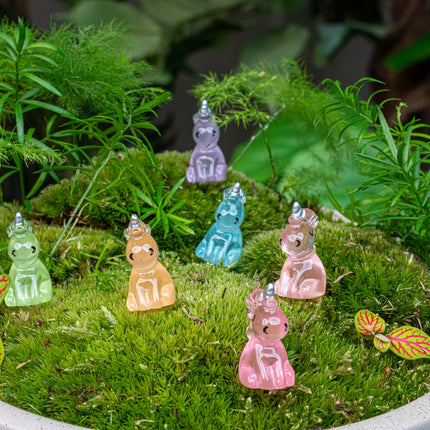 Unicorns - Set of 6 - Miniature Figurines - Glow in the dark - Multicolor ↑ 2,5 cm