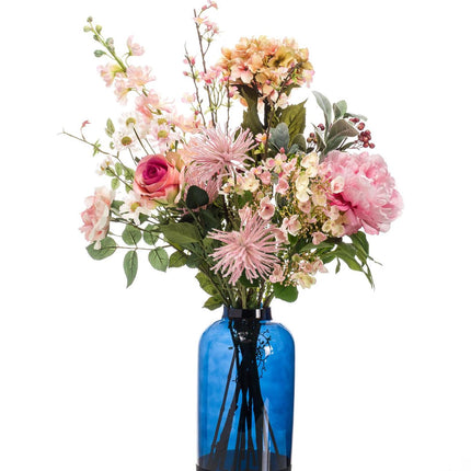 Zijden bloemen boeket - XL Pretty Pink - 89 cm hoog - Kunstbloemen boeketten