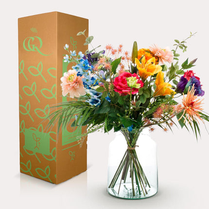 Zijden bloemen boeket - Pretty Powerful - 67 cm hoog - Kunstbloemen boeketten