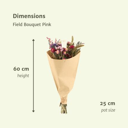 Dried flowers - Field Bouquet Pink - Dried bouquet - 60cm - Ø25